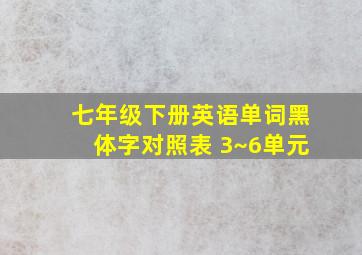 七年级下册英语单词黑体字对照表 3~6单元